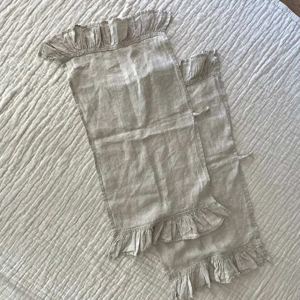 2 100% Linen‎ Ruffle Kitchen Towels